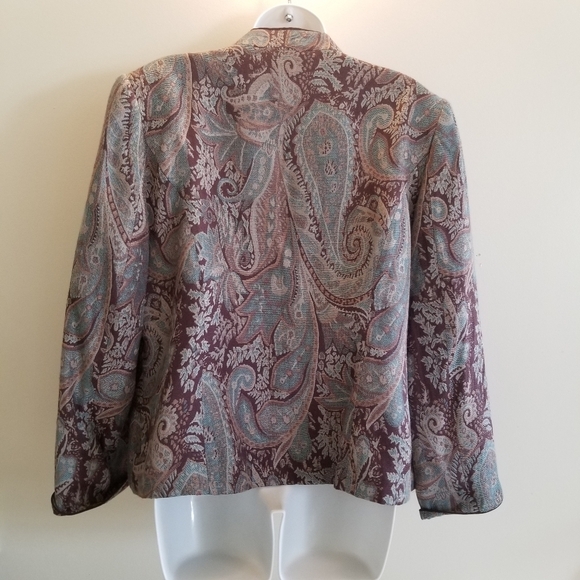 New Tradition Paisley Print Blue and Brown Blazer Size 18 - Picture 2 of 10